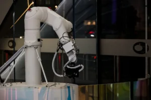 Robotic arm in a modern industrial setting.